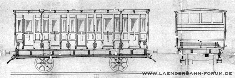 Bild Personenwagen 3. Klasse, Längs- und Querschnitt.