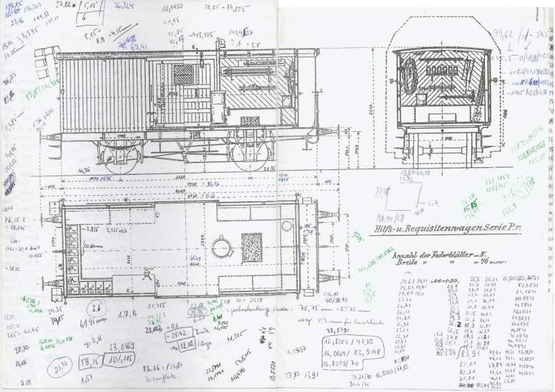 Bild Abb. 9. Hilfs und Requisitenwagen - Planbild mit Notizen